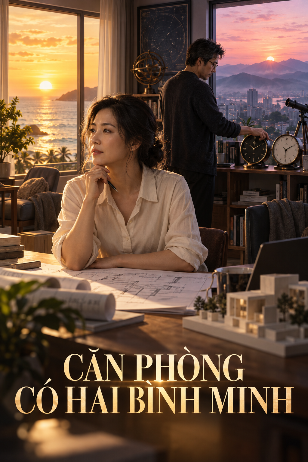 Ảnh bìa kịch bản phim ngắn AI Căn Phòng Có Hai Bình Minh