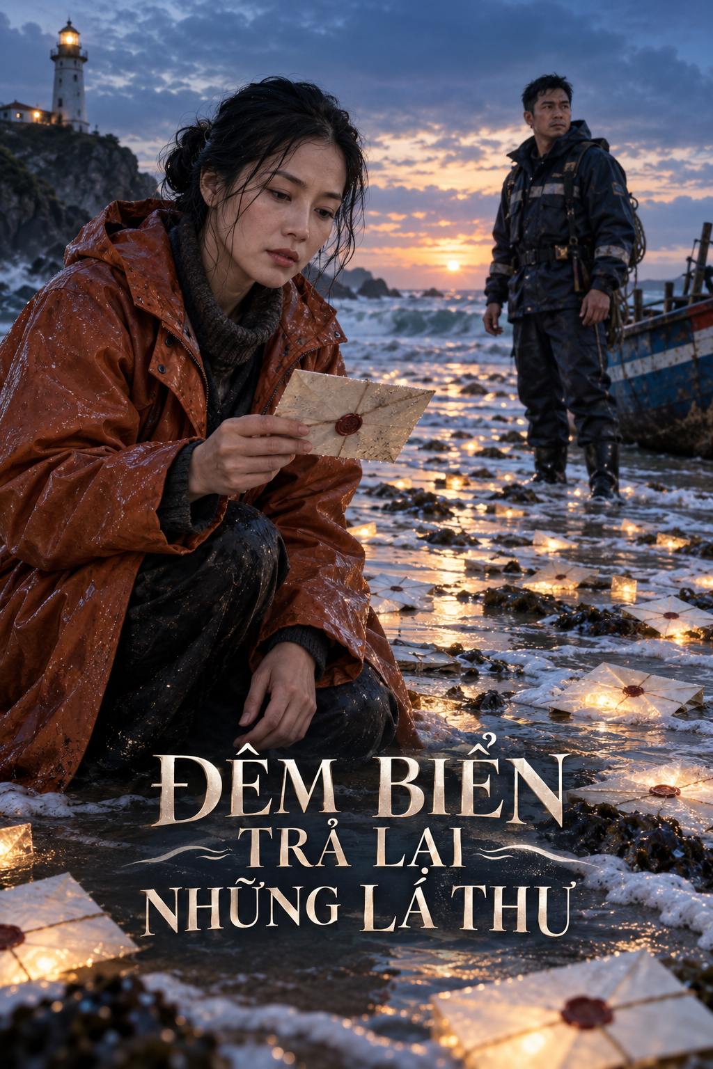 Ảnh bìa kịch bản phim ngắn AI Đêm Biển Trả Lại Những Lá Thư