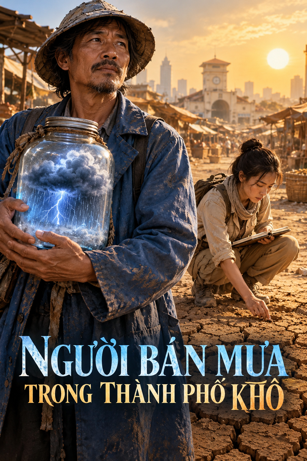 Ảnh bìa kịch bản phim ngắn AI Người Bán Mưa Trong Thành Phố Khô