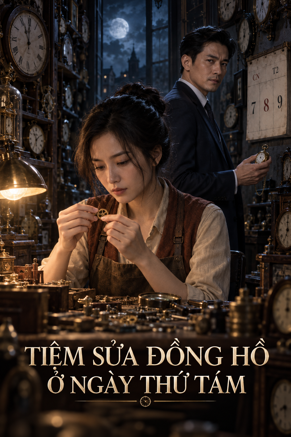 Ảnh bìa kịch bản phim ngắn AI Tiệm Sửa Đồng Hồ Ở Ngày Thứ Tám