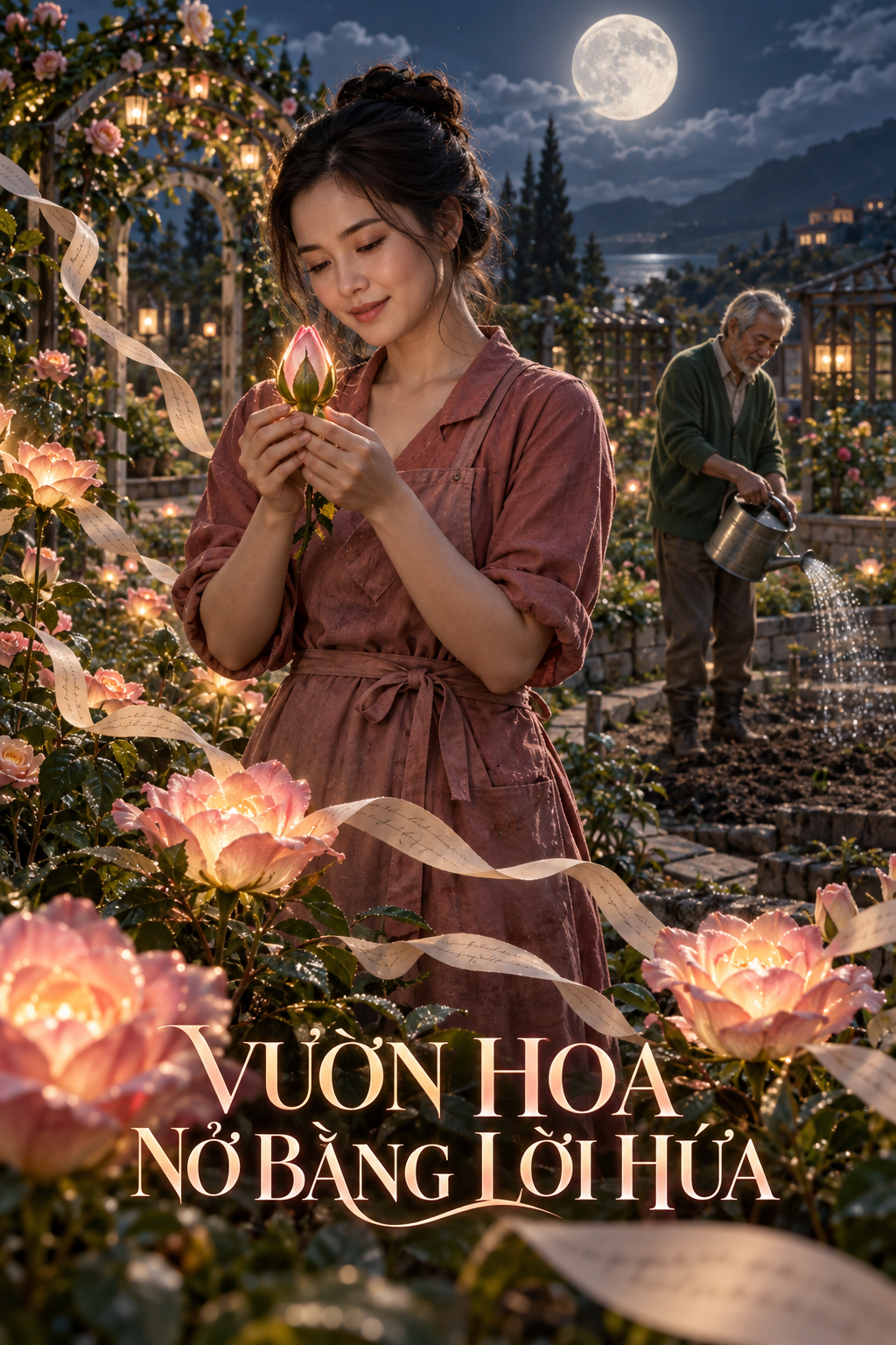 Ảnh bìa kịch bản phim ngắn AI Vườn Hoa Nở Bằng Lời Hứa