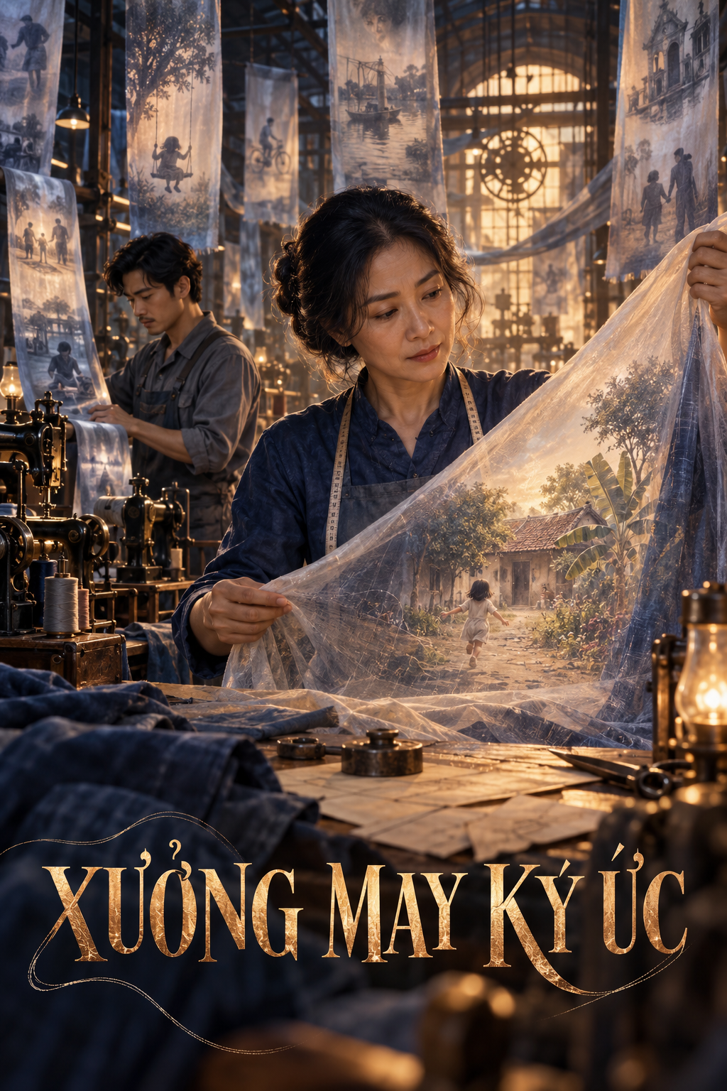 Ảnh bìa kịch bản phim ngắn AI Xưởng May Ký Ức